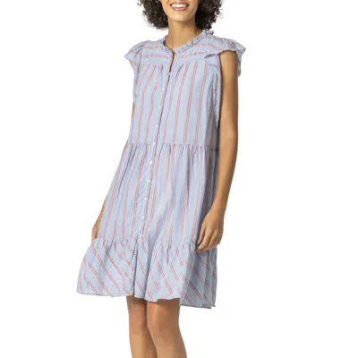 Lilla P Button Down Peplum Dress In Tide Stripe In Multi