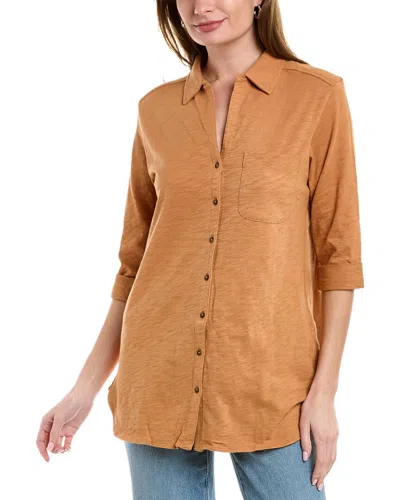 Lilla P Button-down Tunic In Brown