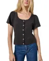 Lilla P Button Front Flutter Sleeve Shirt In Black