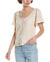 Lilla P Button Front Flutter Sleeve Shirt In Neutral