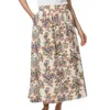 LILLA P BUTTON FRONT LONG SKIRT IN SPRING WATERCOLOR