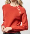 Lilla P Button Raglan Crewneck Sweater In Lava In Black