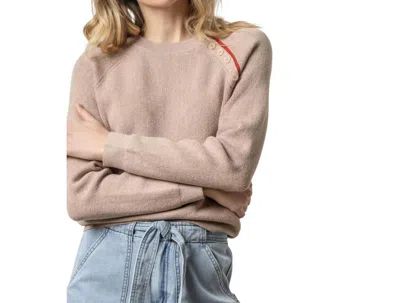 Lilla P Button Raglan Crewneck Sweater In Twig In Neutral