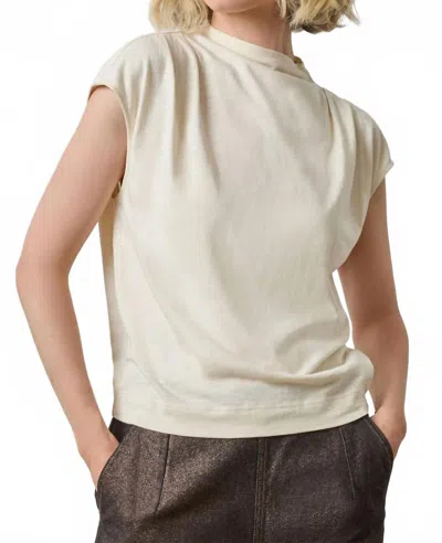 Lilla P Cap Sleeve Mock Top In Snow In Neutral