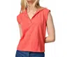 Lilla P Cap Sleeve Polo In Geranium In Pink