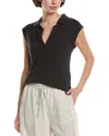 Lilla P Cap Sleeve Polo Shirt In Black