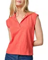 Lilla P Cap Sleeve Polo In Geranium In Pink