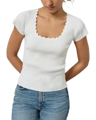 LILLA P CAP SLEEVE SCALLOP NECK SWEATER