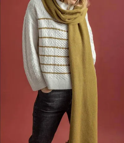 Lilla P Cashmere Blend Ribbed Scarf In Dijon In Multi