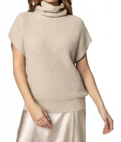 Lilla P Cashmere Blend Ribbed Turtleneck Sweater In Husk In Neutral