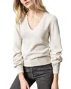 Lilla P Full Sleeve V-neck Sweater In Off White