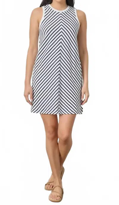 Lilla P Center Seam Tank Dress In Navy Stripe In Multi