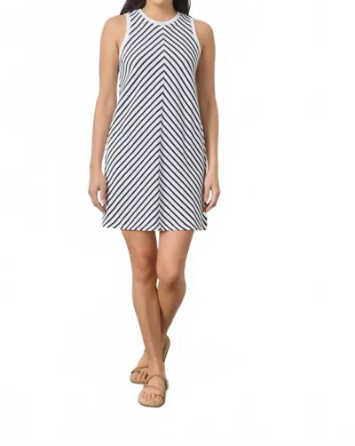 Lilla P Center Seam Tank Mini Dress In Navy Stripe In White