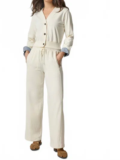 Lilla P Chambray Cuff Cardigan In Magnolia In Multi