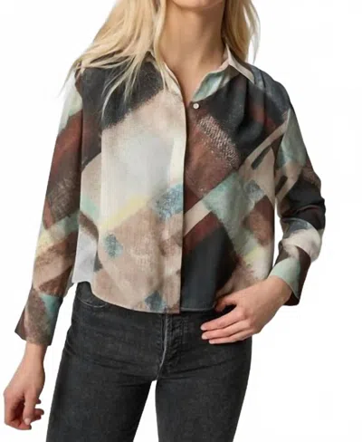 Lilla P Collared Button Down Shirt In Cappuccino Plai In Multi