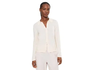 Lilla P Collared Cardigan Women's Sweater Ivory: Xl, Cotton/modal In White