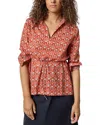 Lilla P Collared Split Neck Top In Red