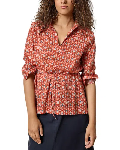 Lilla P Collared Split Neck Top In Burgundy