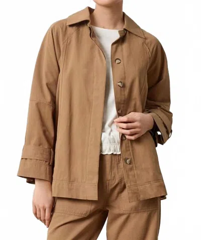 Lilla P Collared Twill Jacket In Pecan In Brown