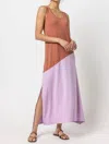 LILLA P COLORBLOCK TANK DRESS IN TANDOORI / CALYPSO