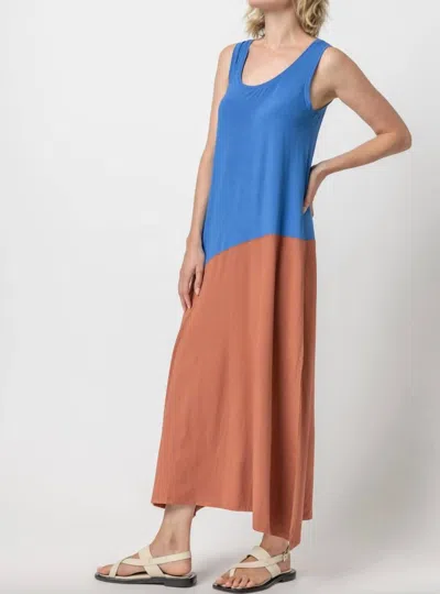 Lilla P Colorblock Tank Maxi Dress In Tandoori In Multi