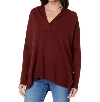 Lilla P Cotton Blend Oversized Shawl Collar Sweater In Mahogany In Red