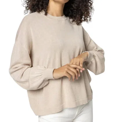 Lilla P Cotton Modal Easy Pullover Sweater In Linen In White