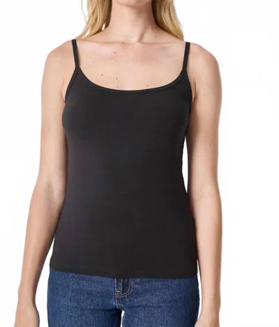 Lilla P Cotton Scoop Neck Camisole In Black