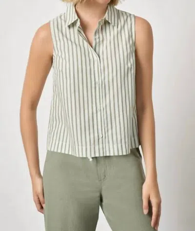 Lilla P Cotton Yarn-dyed Poplin Sleeveless Shirt In Pool Stripe In Green