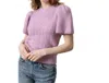 Lilla P Crew Neck Flutter Sleeve Sweater In Wisteria In Blue