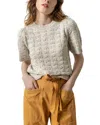 Lilla P Flecked Slub Short Sleeve Crewneck Sweater In Mist Marl In Neutral