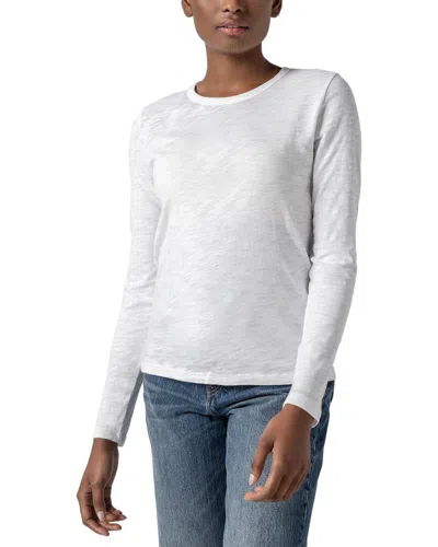 Lilla P Slim Fit Long Sleeve Bias Crewneck Shirt In White