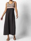 Lilla P Crochet Insert Maxi Dress In Black In Black