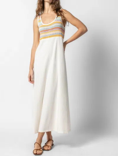 Lilla P Crochet Insert Maxi Dress In White Multi