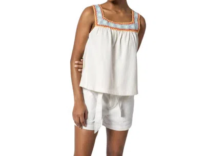 Lilla P Crochet Trim Tank Top In White Multi