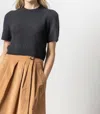 Lilla P Cropped Cable Sweater In Black In Black