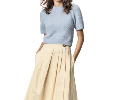 Lilla P Cropped Cable Sweater In Glacier In Grey