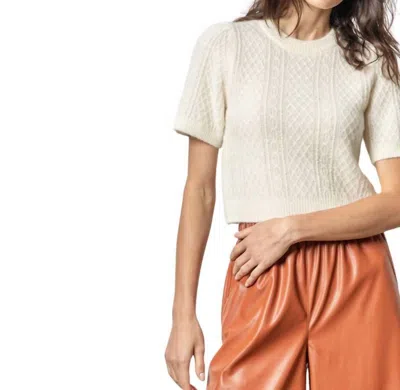 Lilla P Cropped Cable Sweater In Ivory In White