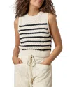 Lilla P Cropped Cable Tank In Midnight Stripe In White
