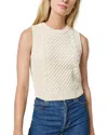 Lilla P Cropped Cable Tank Sweater In Neutral