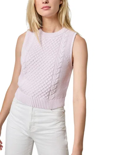 Lilla P Cropped Cable Tank Sweater In White