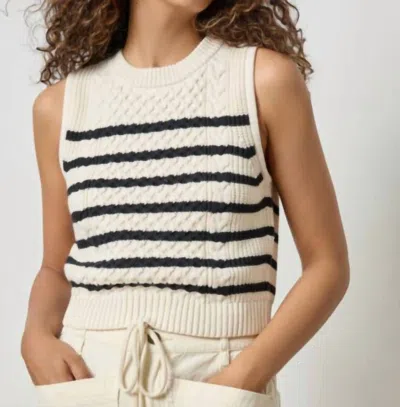 Lilla P Cropped Cable Tank Sweater In Striped