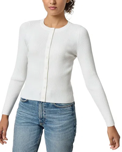 Lilla P Cropped Ribbed Cardigan In White