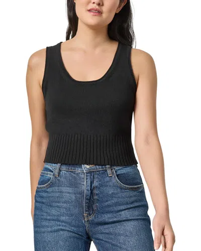 Lilla P Cropped Scoop Tank Sweater In Black