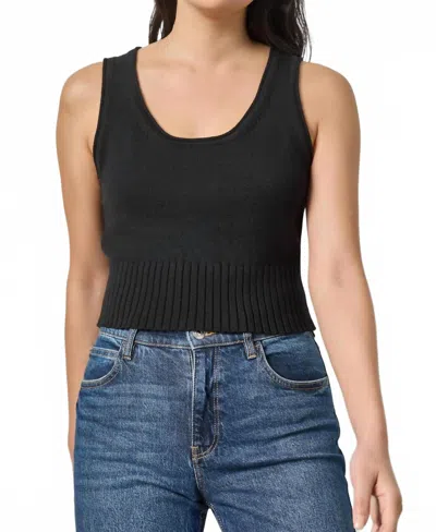 Lilla P Cropped Scoop Tank Sweater In Black