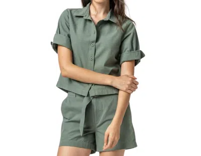 Lilla P Cuff Sleeve Shirt Jacket In Seagrass In Green