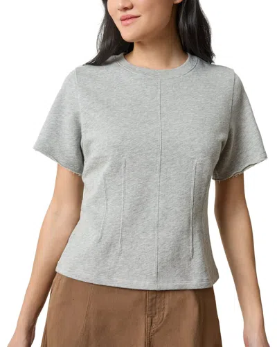 Lilla P Darted Elbow Sleeve Top In Heather Grey In Gray