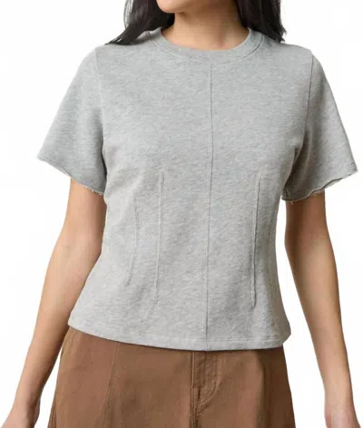 Lilla P Darted Elbow Sleeve Top In Heather Grey In Gray