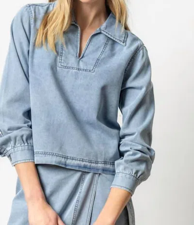 Lilla P Denim Collared Shirt In Light Denim In Blue