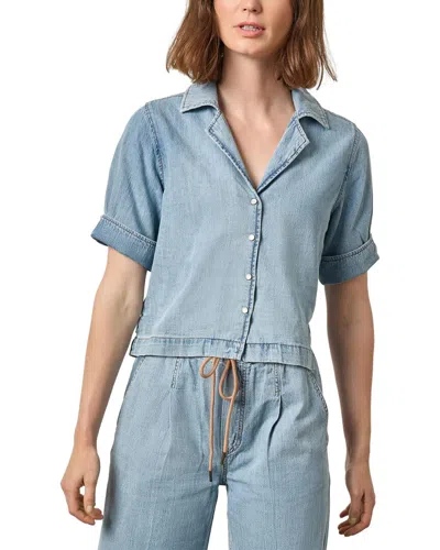 Lilla P Denim Cuffed Shirt Top In Blue Wash